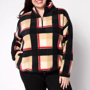 Plaid Sherpa Quarter Zip Pullover